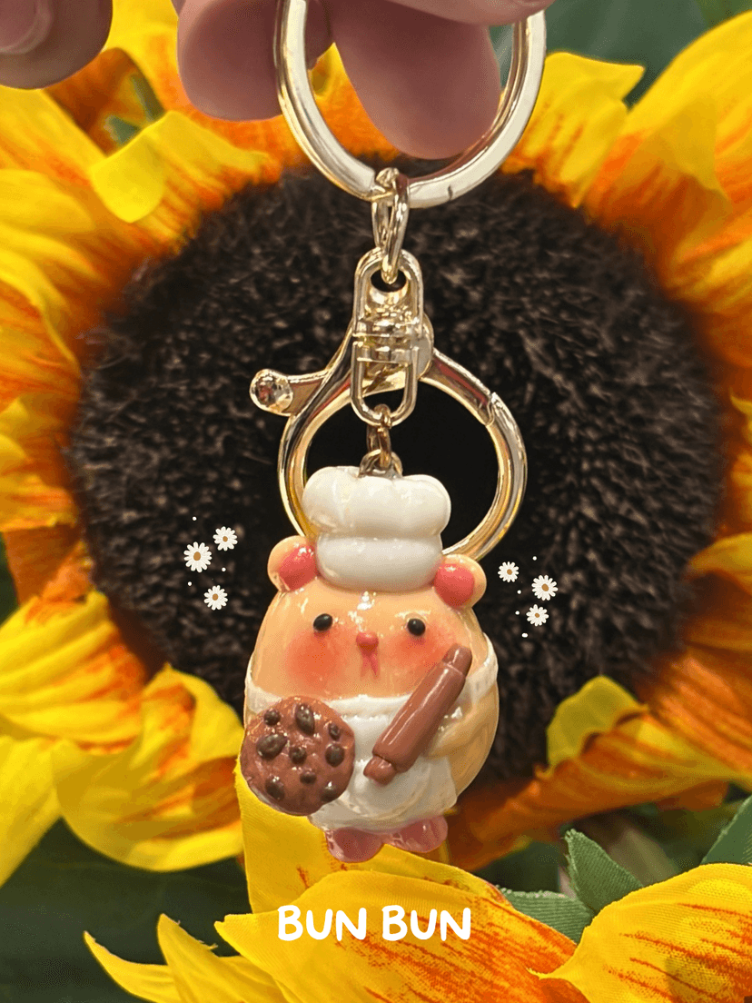 BUN BUN The Baker- Handmade Hamster Keychain
